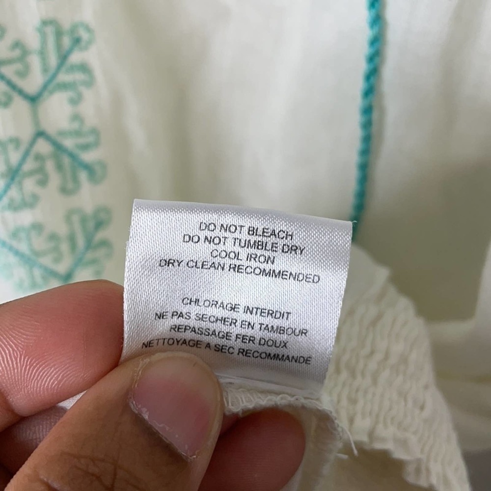 Miss June White Green Embroidered Blouse OS - Picture 12 of 12